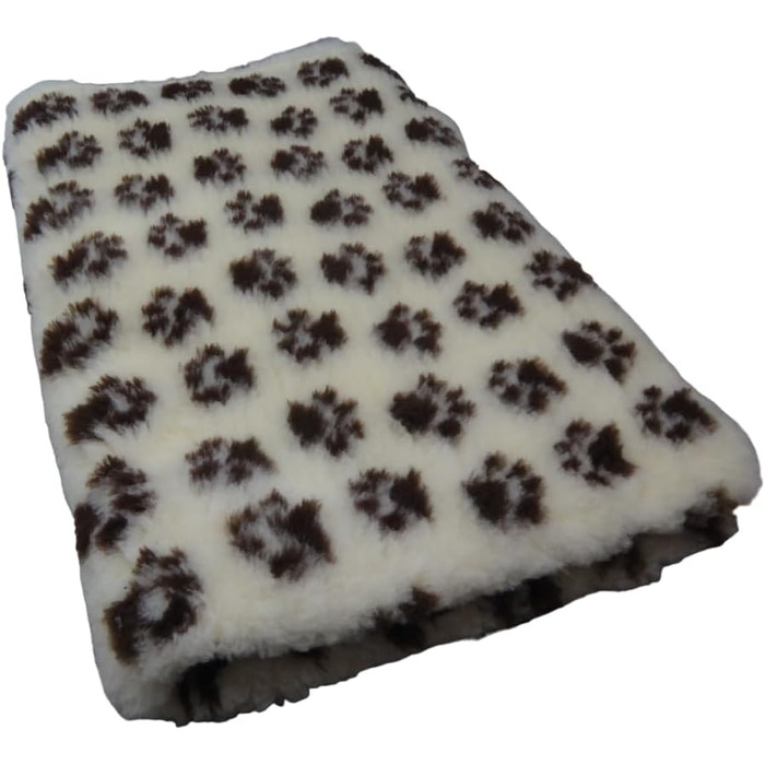 М'який лежак для собак Vet-Bed Softbed Dry-Bed: коврик, підстилка, лежанка з антиковзаючим покриттям, 22 мм ворс (1м x 0,80м, кремовий + коричневі лапки)