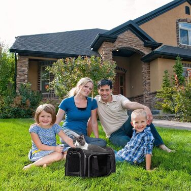 Транспортна переноска для собак та котів, складана переноска для тварин | Чорна переноска для собак та котів, для подорожей та авто