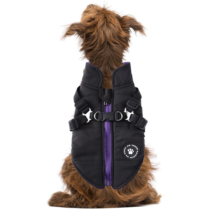 Теплий зимовий одяг для собак: жилет та куртка з інтегрованим шлейкою, водонепроникний костюм Baumwolle (Чорний, XL)
