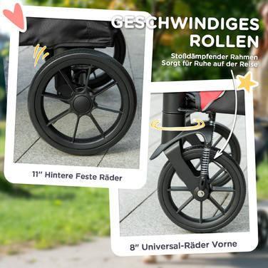 PawHut Dog Stroller Dog Buggy Foldable для великих собак і кішок до 30 кг Cat Buggy з подушками Сітка Вікна Двері Сумка для зберігання Котяча коляска з безпечними повідцями, гальмами, Баггі Чорний | Аосом