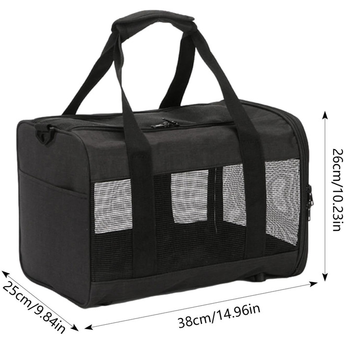 Транспортна переноска для котів та маленьких собак Weiche – складана переноска з двома входами, чорна