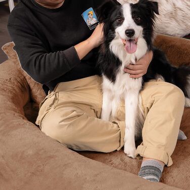 Велике собаче ліжко Furryfection для людей, 180x114x35,6 см, коричневе, з ковдрою та подушкою