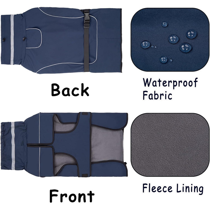 Водонепроникний зимовий одяг для собак: теплий пуховик, куртка, флісовий светр, одяг для собак з коміром з хутром, світловідбиваючий, для малих, середніх та великих собак, водонепроникний, колір морської хвилі (M)