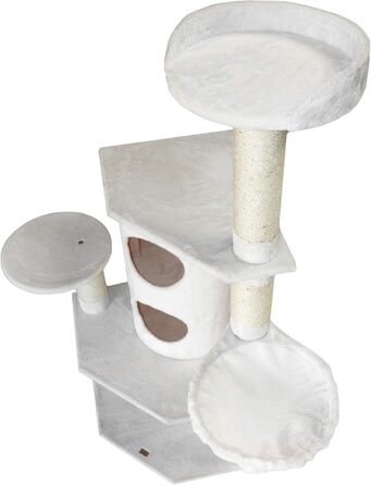 Котячий будиночок з сизалю Bontoy Betty Pro, білий, 65x65x176 см, 12 см стовпчики, для великих котів, стабільний