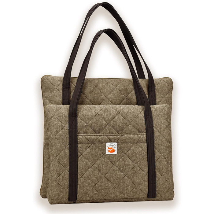 Sleepy Fox® Преміум-дорожнє ліжко для собак - портативний, складаний килимок для годування собак у ресторані з зручними плечовими ременями - красивий та практичний (Новинка! Зшитий стежкою, бежевий, K/M) K/M Новинка! Зшитий стежкою, бежевий