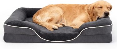 Ортопедичне ліжко для собак великого розміру, м'яке плюшеве, з антиковзною основою, для собак та котів, сіре, 89x63x16 см, знімний чохол