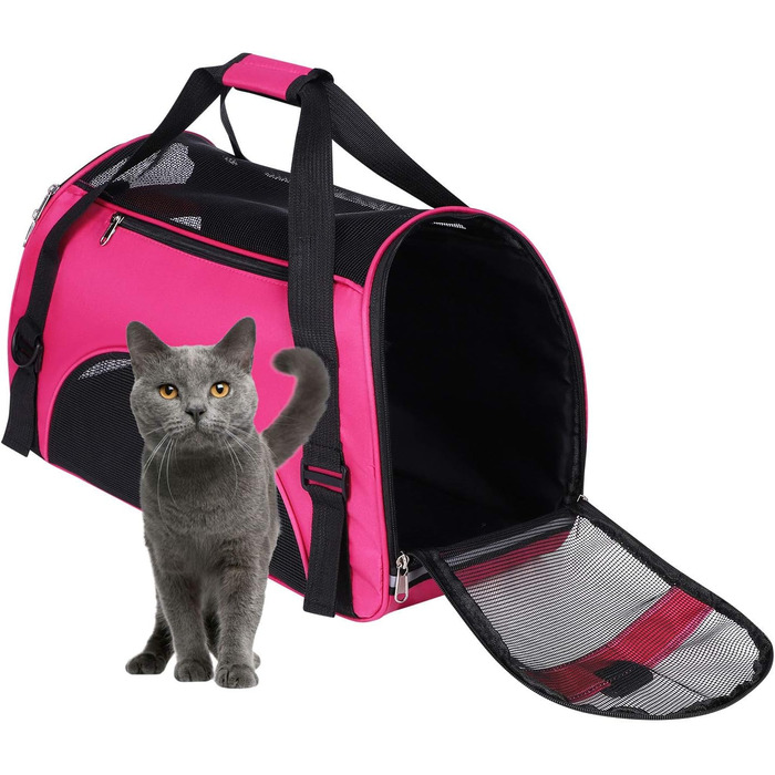 Транспортна сумка для тварин: переноска для собак та котів, рожева, 50 x 23 x 34 см