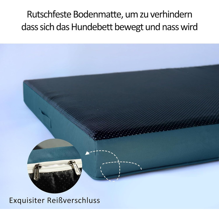 Ортопедичне ліжко для собак з Memory Foam, блакитне, розмір M. Ліжко для собак з шаруватого пінополіуретану, знімний, пральний чохол. Підходить для собак маленьких, середніх та великих порід.