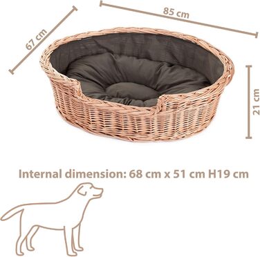 Плетений кошик для собак і котів з подушкою e-wicker24, натуральна лоза