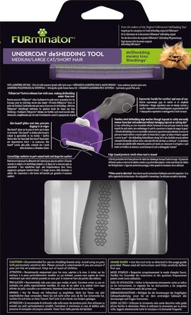 FURminator інструмент для видалення шерсті котам середніх та великих порід (короткошерсті, версія 2.0)
