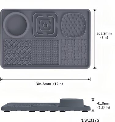 Преміум килимок для собак 3 в 1: повільний годівник, килимок для годування, аксесуар для грумінгу. Силіконовий, блакитний, прямокутний. Підходить для цуценят, котів та інших домашніх тварин.