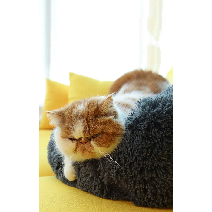 DEEN М'яке ліжко для котів та собак, кругла, 60 см, сірого кольору