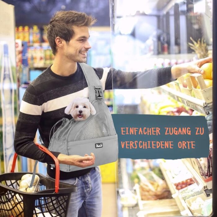 Сумка-переноска для собак Eyein, сіра, до 2.8 кг, з регульованими ременями та жорстким дном