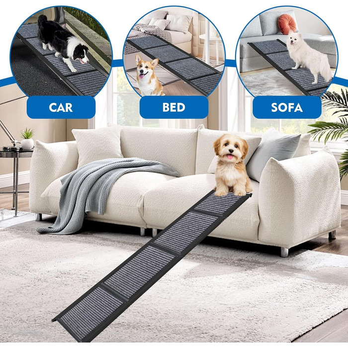 Східці для собак у машину, 170 см, чорні, металеві, до 150 кг, складані, з антиковзким покриттям, для великих собак та SUV