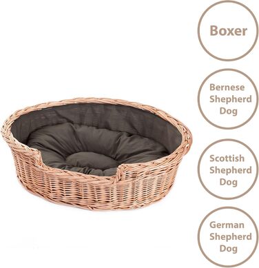 Плетений кошик для собак і котів з подушкою e-wicker24, натуральна лоза
