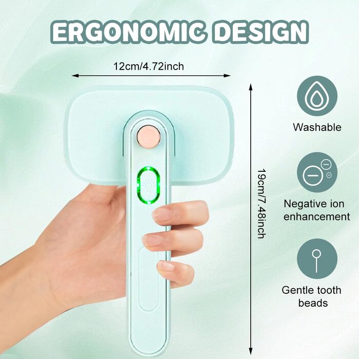 Іоно-щітка для шерсті тварин Pet Ionbrush - для собак, котів, глянсове волосся, проти ковтунів, зелена