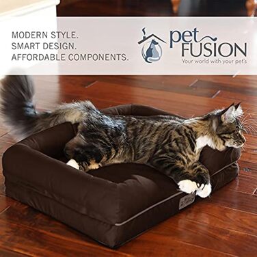 Крісло-лежанка для собак PetFusion, шоколадний колір, Memory Foam, розмір L (54x34x16 см)