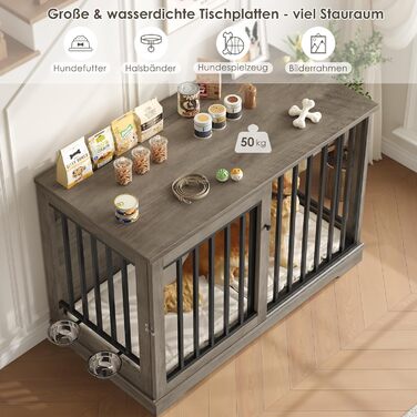 Клітка для собак FirFurd 120см: міцна метало-дерев'яна будка XXL для великих собак, 120x90x60 см, коричнево-біла