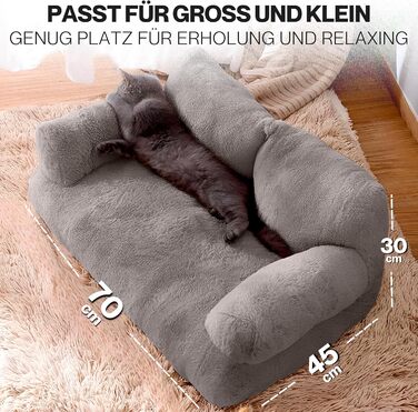 Кішка Софа Simba для котів та собак сірого кольору | З міні-подушкою | 70x48 см | Ліжко для котів та маленьких собак | М'яке, з достатньою підкладкою | Знімний чохол