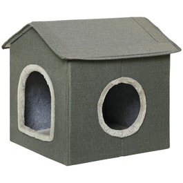 PawHut Cat Cave House у формі з подушкою, яку можна мити, затишна печера для обіймів для котів з двома дверима, 39 x 43.5 x 40.5 см, сірий