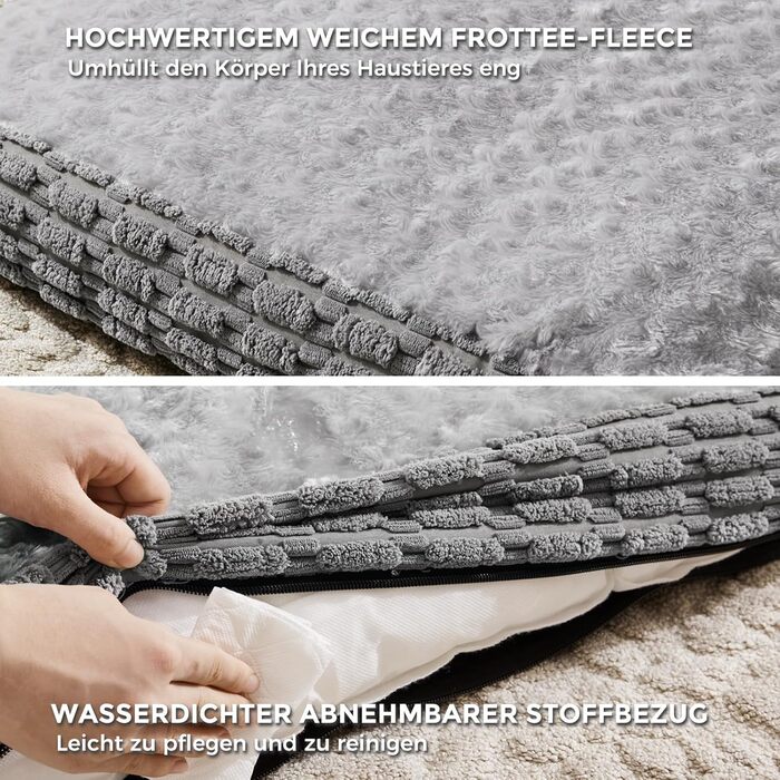 Ортопедичний килимок для собак - м'який лежак для тварин, неслизький, теплий, сірий, 60x45x12 см