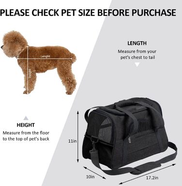 Транспортна переноска для собак та котів KJSXUUE, чорна, складна, з м'якою підстилкою