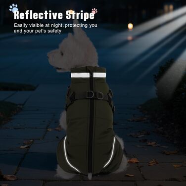 Зимова куртка для собак Poeca: вітро- та водовідштовхувальна, 2-в-1, тепла, для цуценят, зелена (M)