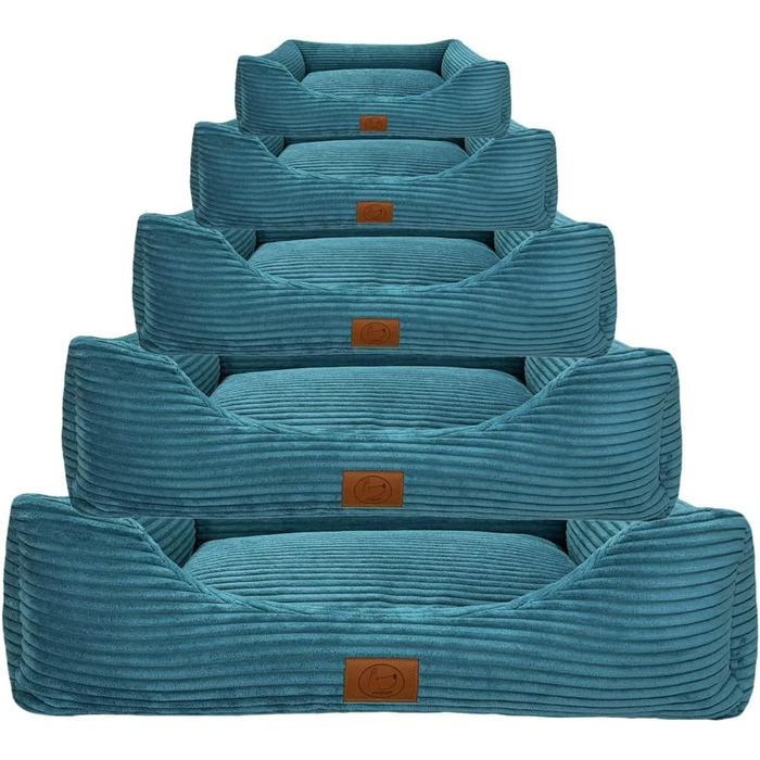 Ортопедичне ліжко для собак Elropet з м'якого корду, кошик для собак, XS/S/M/L/XL, блакитний колір, розмір XS (65x50x18 см)