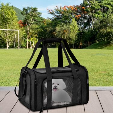 Транспортна переноска для собак та котів, чорна. Складана переноска для тварин, переноска для подорожей.