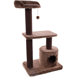 Дряпалка для котів Flamingo Hathi – Колір: Коричневий – Розміри: 78 x 49,5 x 121 см – З платформою, сховальнями та стовпчиками для дряпання з сизалю