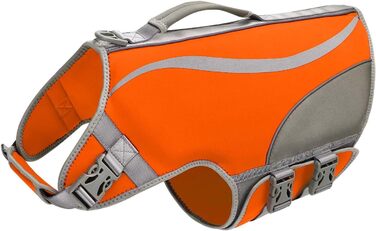 Надувна собача жилетка для плавання з ручкою та світловідбиваючими елементами (S, Помаранчевий)