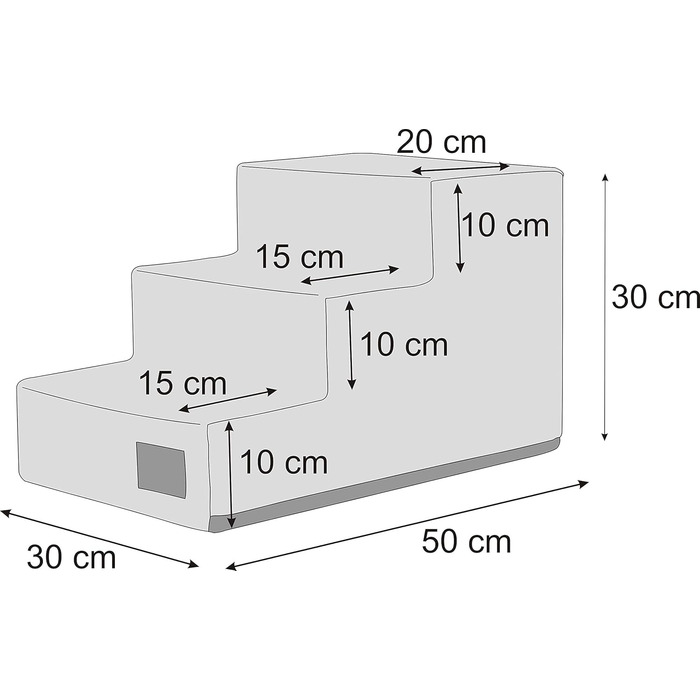 Сходинка для собак і котів Tiertreppen - пандус для маленьких собак і котів, 3 сходинки, сірий, висота 30 см