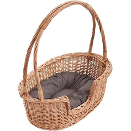 Корзина для тварин Weidentierkorb з прутької, переноска для кота з ручкою, лежанка для собаки з подушкою
