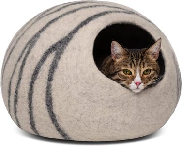 Еко-лежак-печера для котів MEOWFIA з 100% мериносової вовни