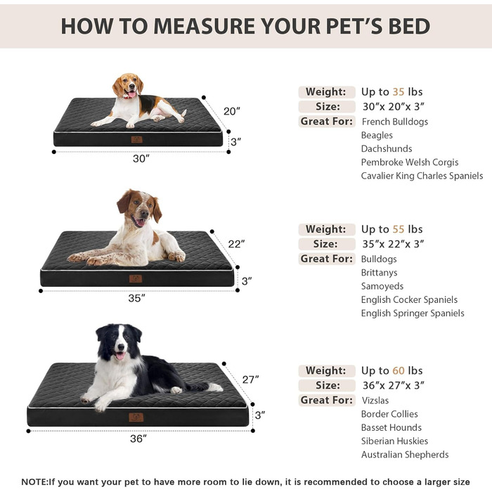 Ортопедичне собаче ліжко WNPETHOME XL, водонепроникне, велике, знімний, пральний чохол та антиковзаюча основа. Матрац з пінопласту у формі яєчних коробок. Розміри: 104x69x10 см (Чорний)