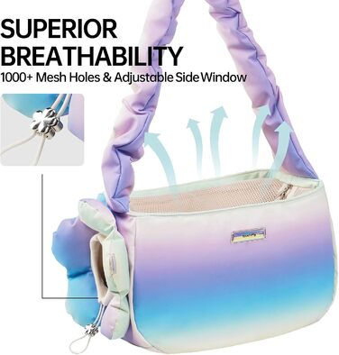 TOUCHDOG Сумка-переноска для собак та котів, легка, дихаюча, для подорожей (до 6 кг), рожева/блакитна