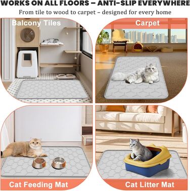 Килимок для котячого туалету Silikon Katzenklo Matte XXL 88x56 см сірий - водовідштовхувальний, антиковзкий, легко чиститься, для багатоквартирних будинків