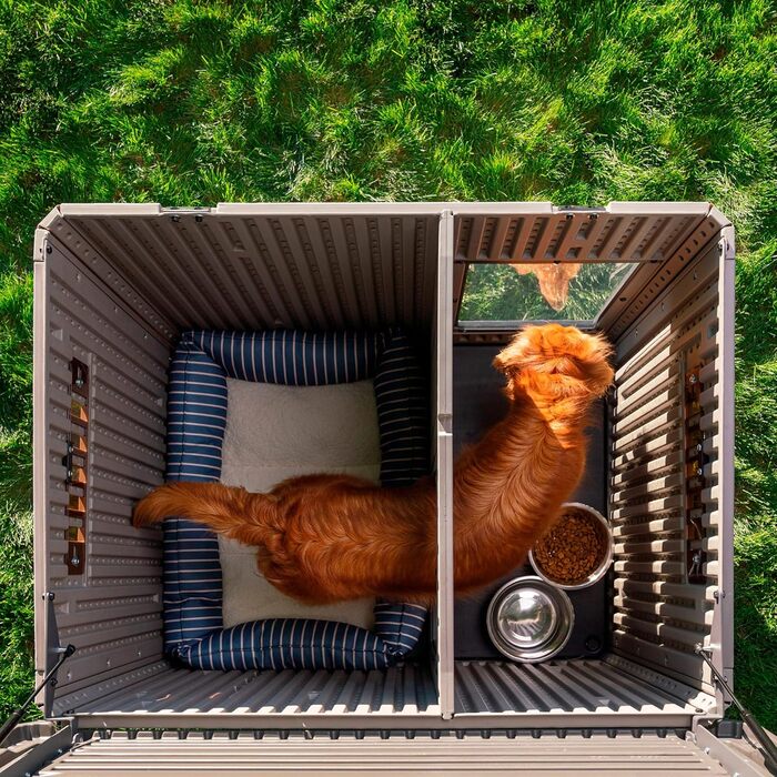 Кінець Lifetime - Зовнішній вольєр для собак, 120x97x97-90 см, переносний собачий будиночок, з піднятим дном, знімним перегородкою, захист від УФ-випромінювання, складане дах, прямокутний вольєр для саду (92314)