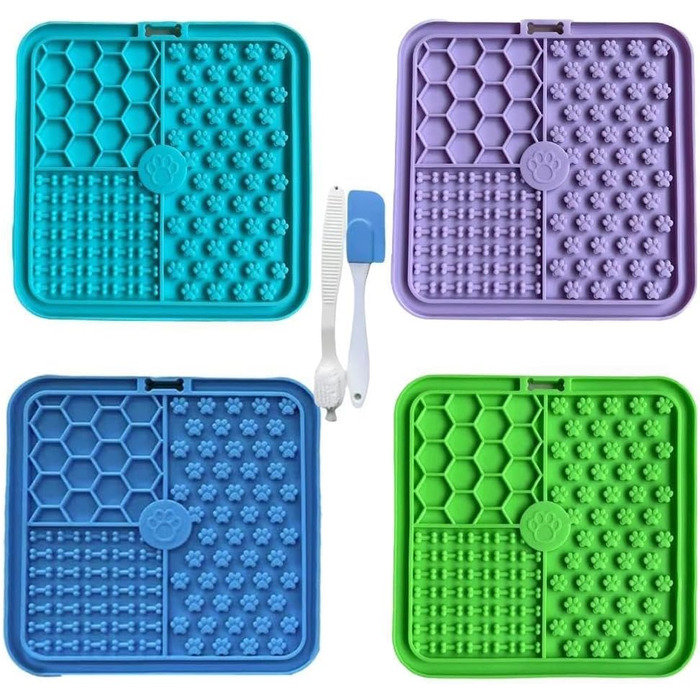 Килимок для собак та котів з присосками, повільний годівник для собак, лижучий килимок для зняття тривоги, арахісове масло (фіолетовий, 15*15 см)