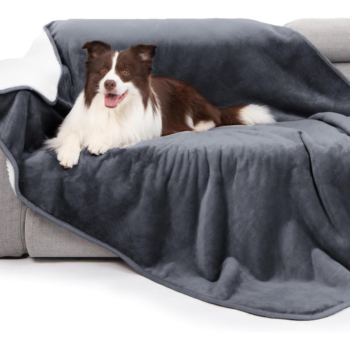 Водонепроникний коврик для собак з Sherpa Fleece, 127x152 см, для захисту меблів, сірий, можна прати