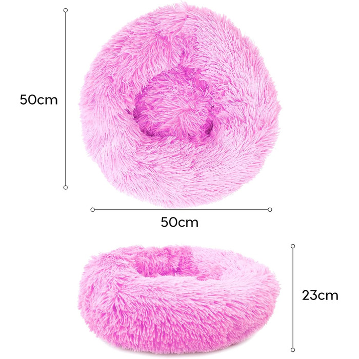 М'яке ліжко для собак Donut 50 см - рожева, для маленьких та середніх собак, кошик для тварин, миється
