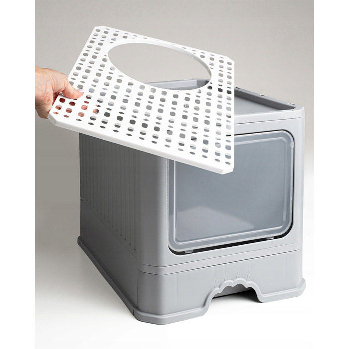 Закритий лоток-туалет для котів Be-Active.pl сірий, з висувною шухлядою та лопаткою