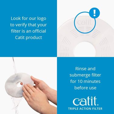 Питний фонтан Catit 2.0 Flower з LED для котів, 3 л, білий/синій + 5 змінних фільтрів Triple Action для фонтану