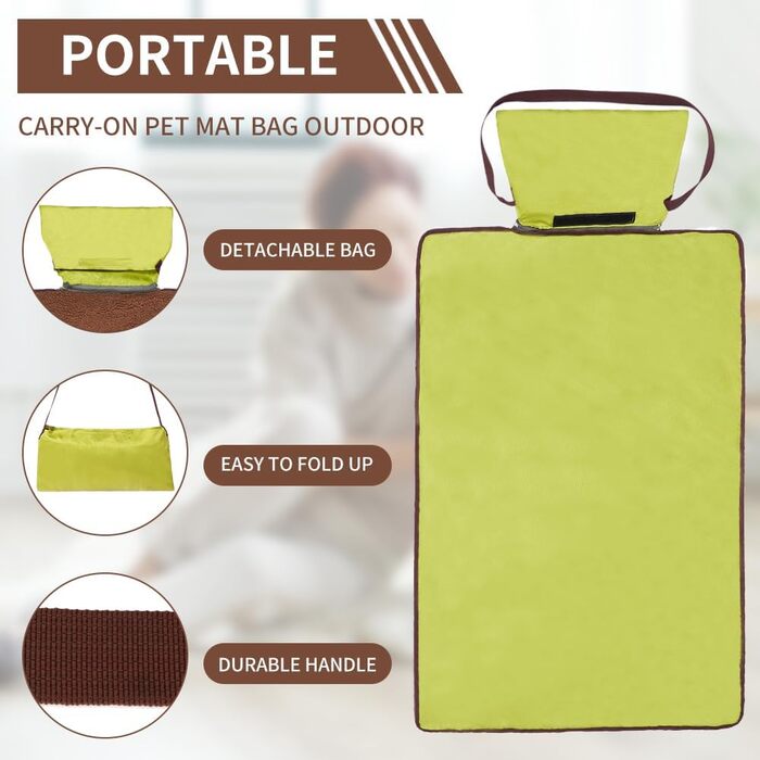 Водонепроникний килимок для тварин, 100 x 70 см, для кемпінгу, собак, котів, з сумкою. Підходить для відпочинку на природі та вдома