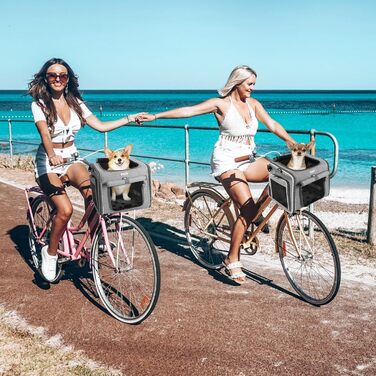 Фаркоп для велосипеда з переноскою для собак, передній велосипедний кошик з 4 дверцятами, сітчастими вікнами, розширюваний, складаний, для котів та собак середніх та малих порід