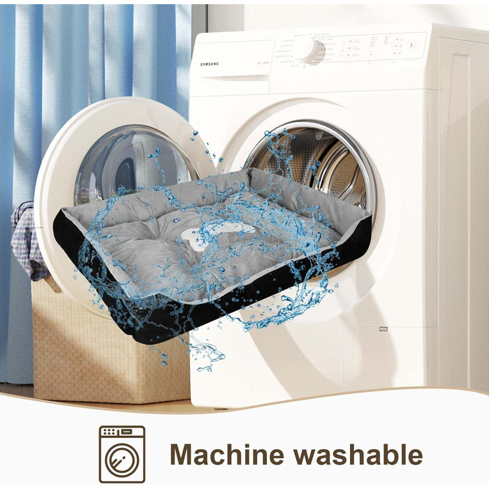 Крісло-ліжко для собак великих порід, м'яке, зручне, чорно-сіре, 90x70 см