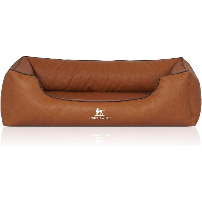 Ліжко для собак Knuffelwuff Henderson XXL з штучної шкіри (120 x 85 см) Rusty - знімний чохол, легко мити, для великих, середніх та маленьких собак