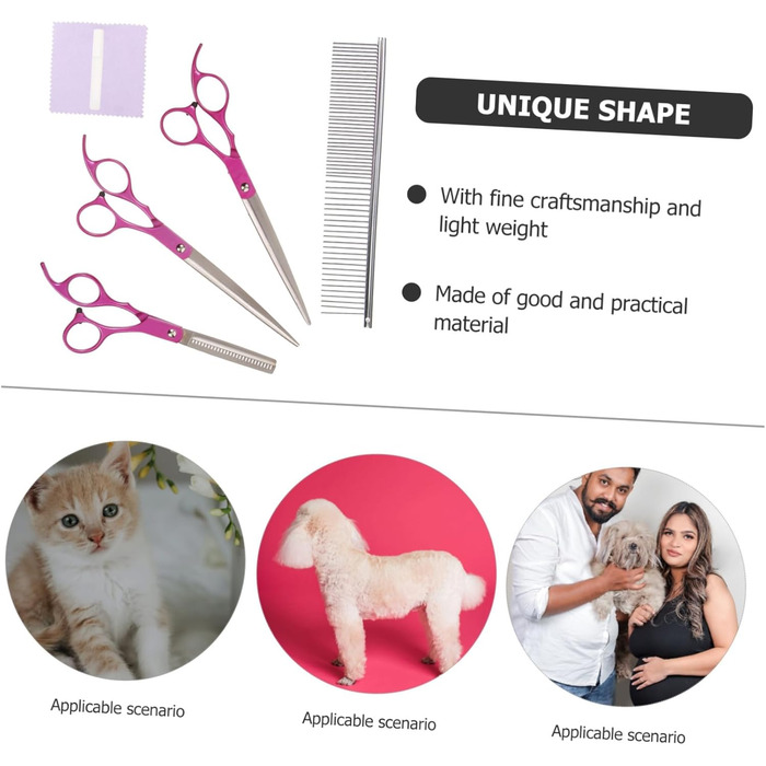 Професійні вигнуті ножиці для грумінгу собак POPETPOP з нержавіючої сталі, закруглені кінчики для безпечного догляду за шерстю вдома та в салоні