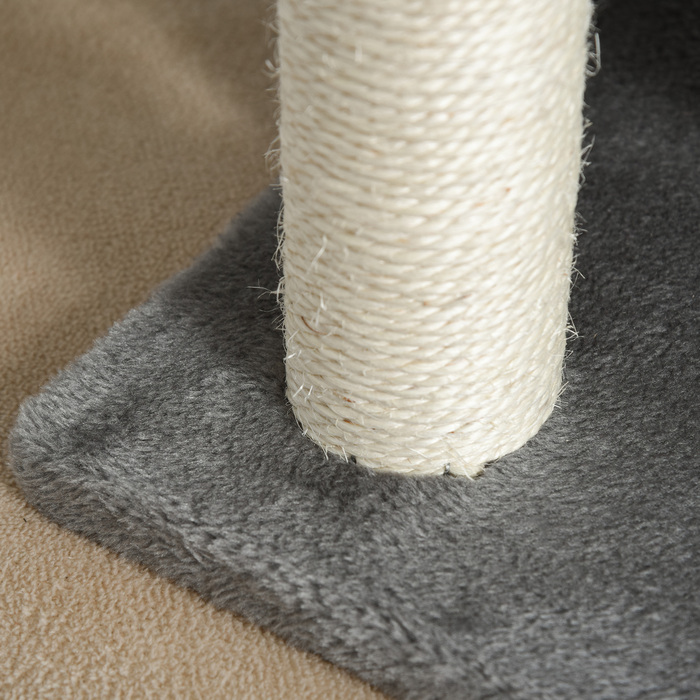 PawHut Cat tree маленьке, 43H см, до 10 кг, з лежачою поверхнею, тунель, іграшковий м'яч, сизаль, світло-сірий | Аосом
