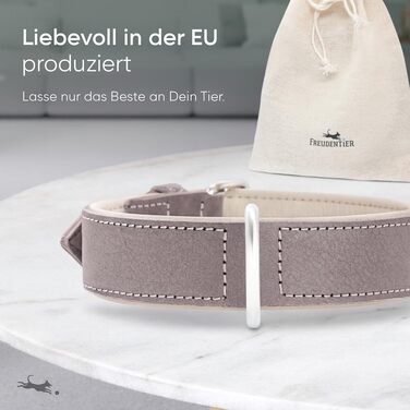 Нашийник для собак Freudentier® Amstelpark з повного зерна шкіри, комфортний, Made in EU, 27.5-38 см, сіро-коричневий
